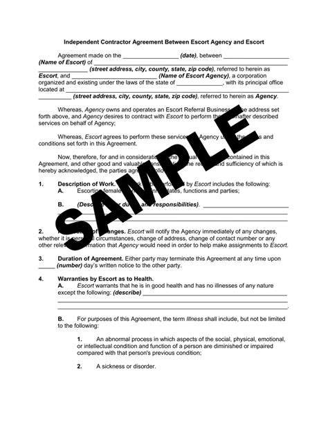 escort agency contract template pdf|Escort Agency Contract Template PDF Form